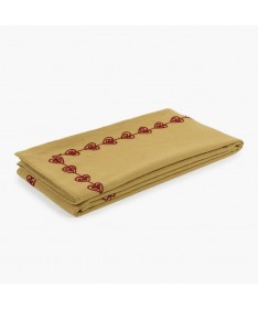 NAPPE COEURS BRODEE RECTANGULAIRE MOUTARDE